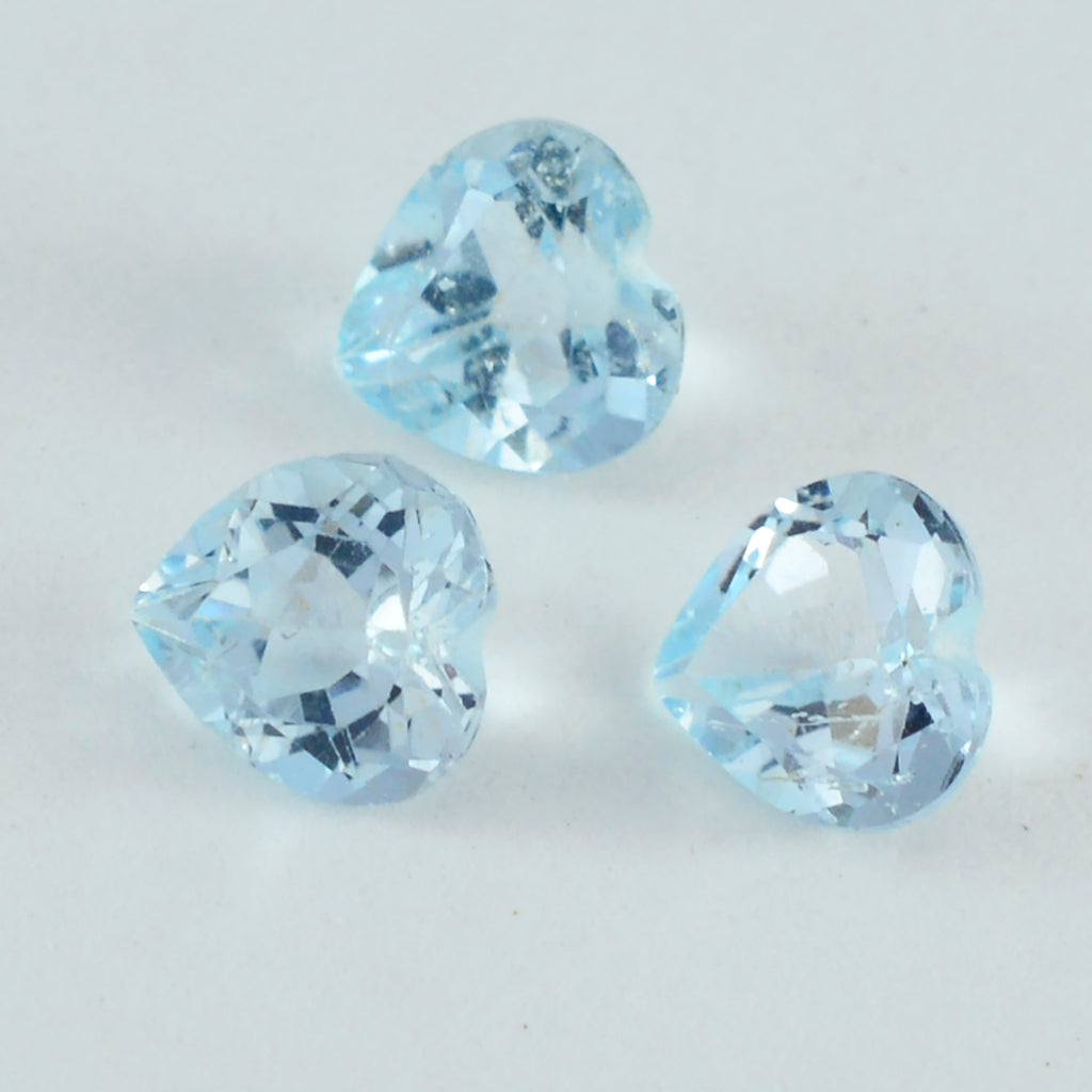 Sky Blue Topaz 1PC Small 7x7 MM Heart Faceted Blue Splendid Semi Precious Loose Gemstone