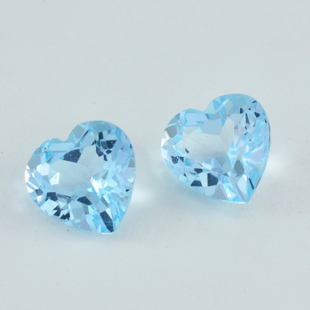 Sky Blue Topaz 1PC Medium 9x9 MM Heart Faceted Blue Lustrous Semi Precious Gems