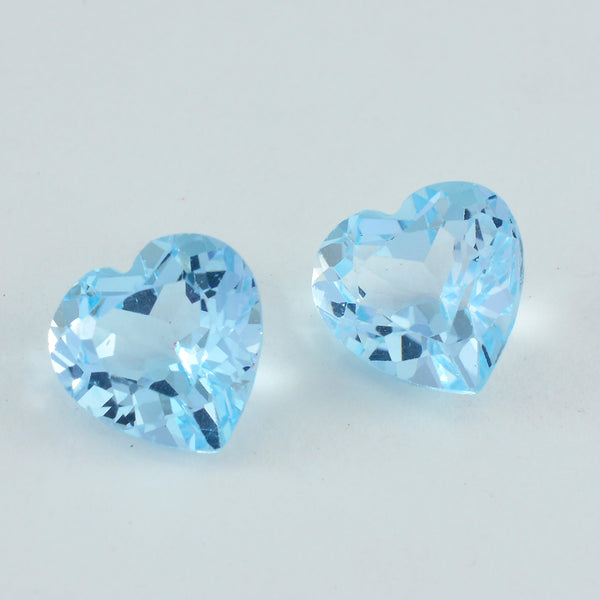 Sky Blue Topaz 1PC Medium 9x9 MM Heart Faceted Blue Lustrous Semi Precious Gems