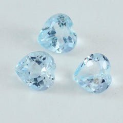 Sky Blue Topaz 1PC Chunky 14x14 MM Heart Faceted Blue Genuine Semi Precious Loose Gems