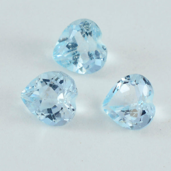 Sky Blue Topaz 1PC Chunky 16x16 MM Heart Faceted Blue Pure Semi Precious Loose Gemstones