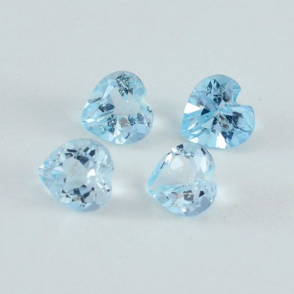Sky Blue Topaz 10PC Tiny 4x4 MM Heart Faceted Blue Brilliant Semi Precious Loose Gemstones