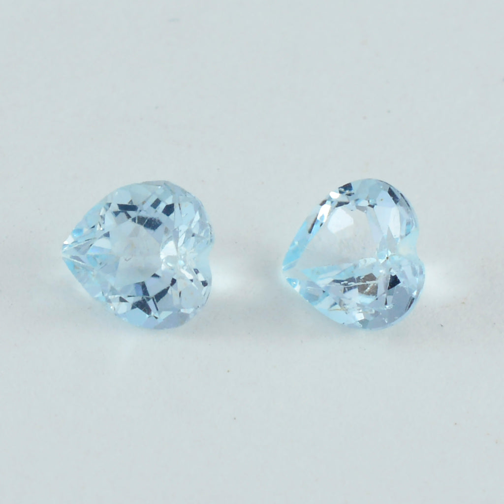 Sky Blue Topaz 1PC Small 8x8 MM Heart Faceted Blue Luster Semi Precious Loose Gemstones