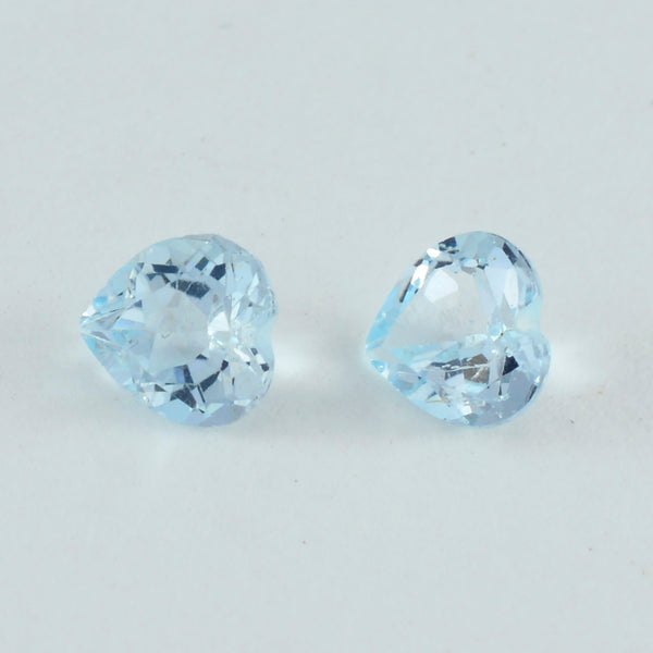 Sky Blue Topaz 1PC Small 8x8 MM Heart Faceted Blue Luster Semi Precious Loose Gemstones