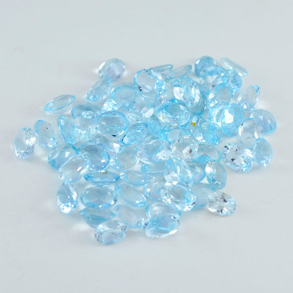 Sky Blue Topaz 1PC Tiny 3x5 MM Oval Faceted Blue Polished Semi Precious Loose Gems