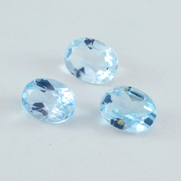 Sky Blue Topaz 1PC Small 6x8 MM Oval Faceted Blue Lustrous Semi Precious Gems