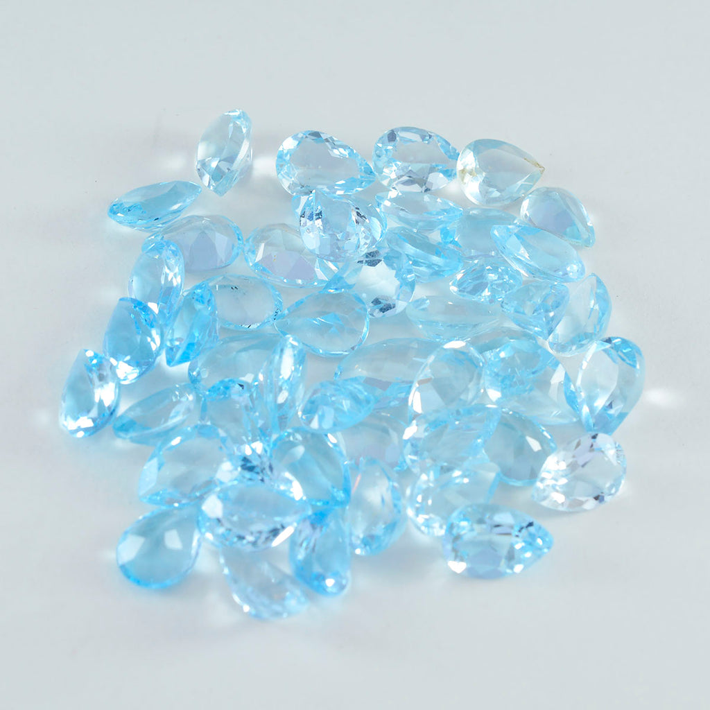 Sky Blue Topaz 1PC Tiny 5x7 MM Pear Faceted Blue Brilliant Semi Precious Loose Gems