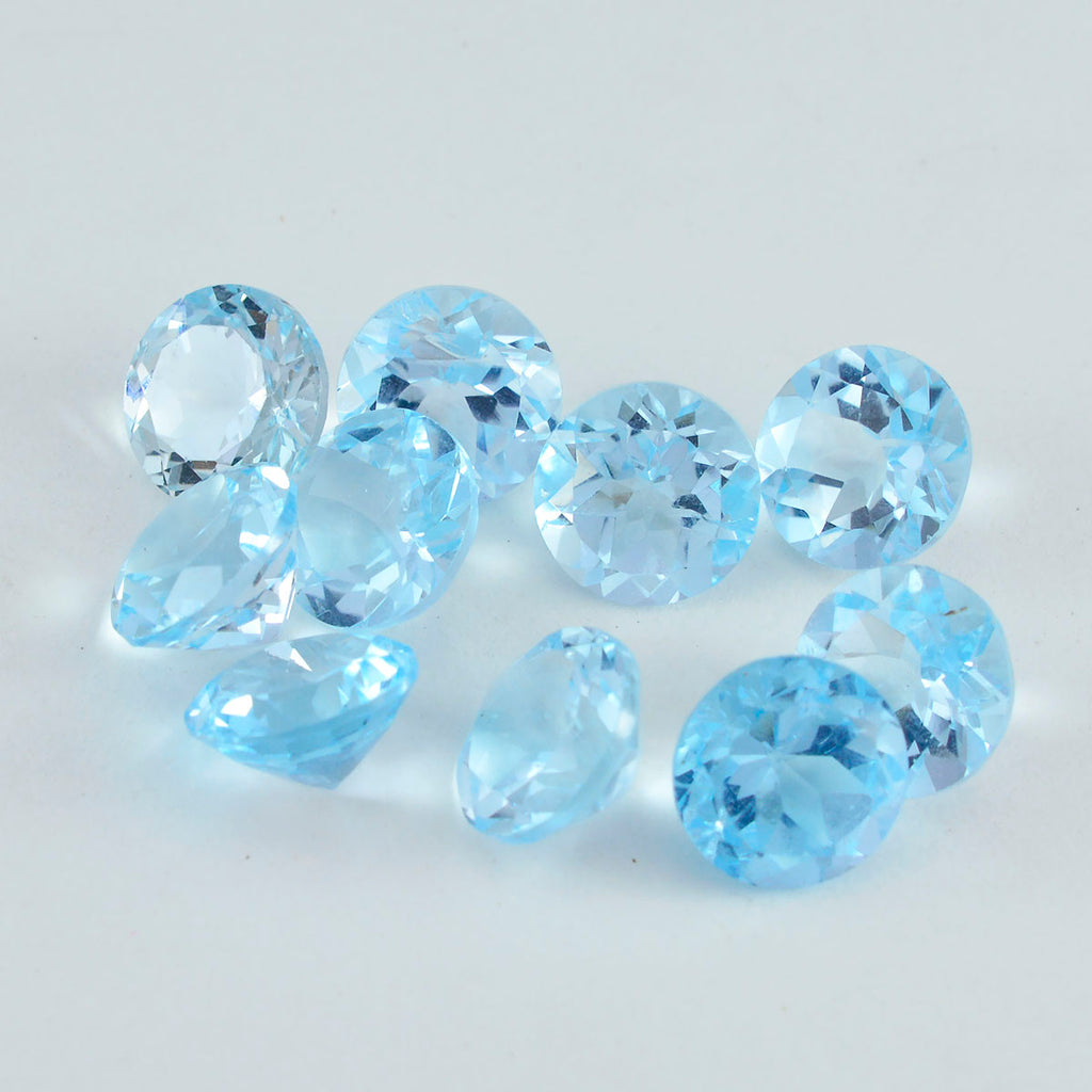 Sky Blue Topaz 1PC Tiny 6x6 MM Round Faceted Blue Polished Semi Precious Loose Gems