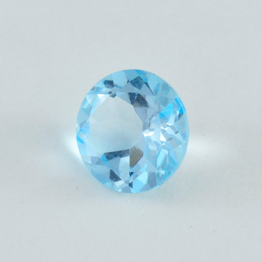 Sky Blue Topaz 1PC Chunky 15x15 MM Round Faceted Blue Superior Semi Precious Loose Gemstone