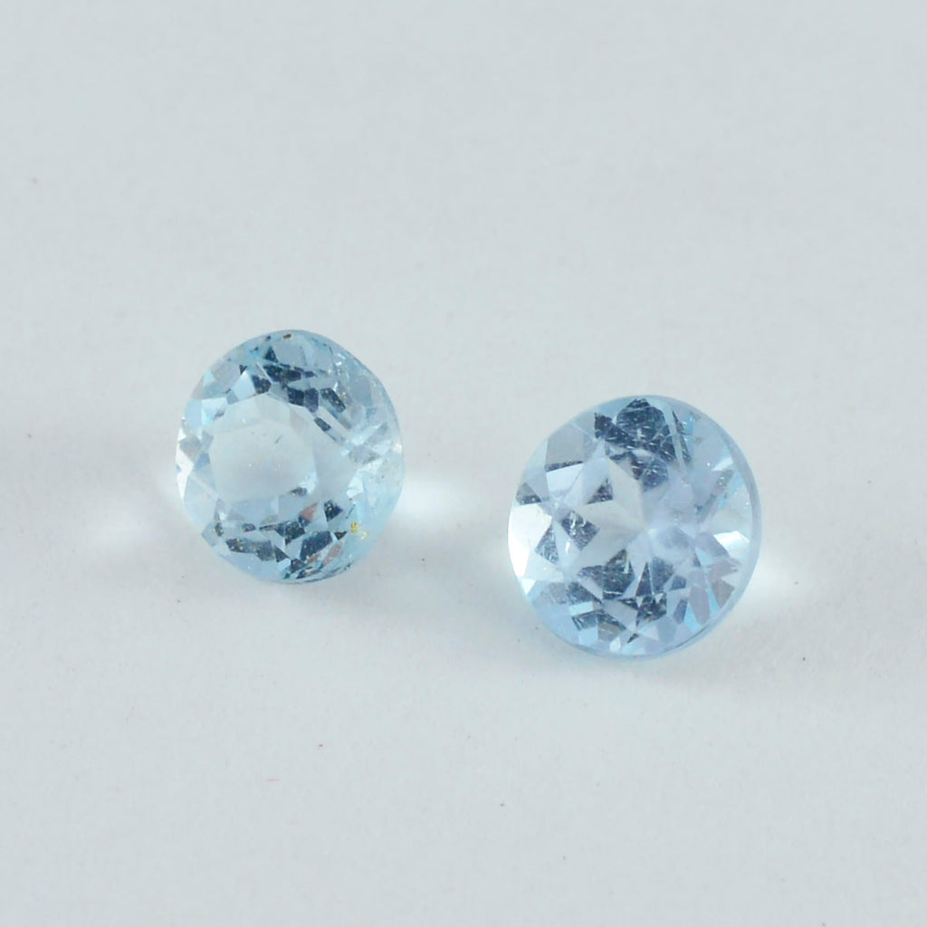Sky Blue Topaz 1PC Small 7x7 MM Round Faceted Blue Splendid Semi Precious Loose Gemstone