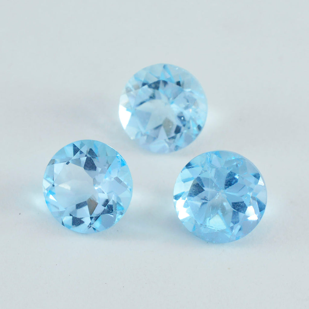 Sky Blue Topaz 1PC Medium 9x9 MM Round Faceted Blue Lustrous Semi Precious Gems