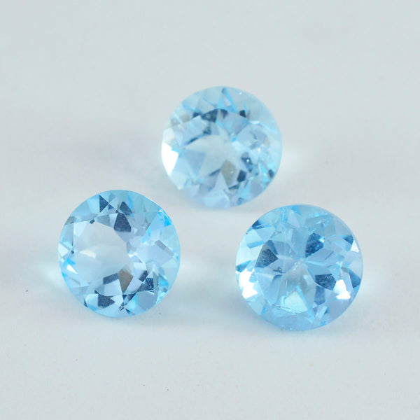 Sky Blue Topaz 1PC Medium 9x9 MM Round Faceted Blue Lustrous Semi Precious Gems