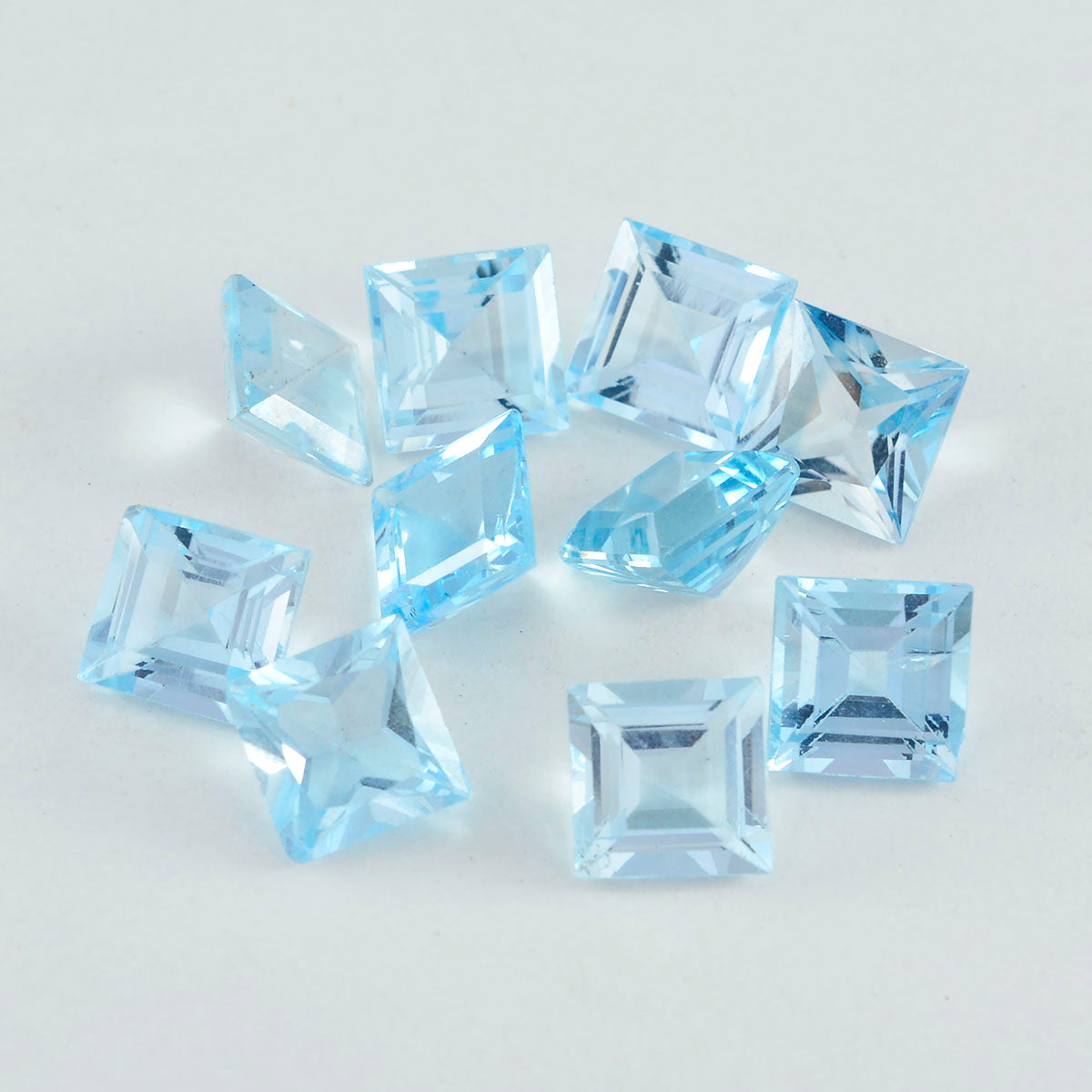 Sky Blue Topaz 1PC Small 7x7 MM Square Faceted Blue Splendid Semi Precious Loose Gemstone