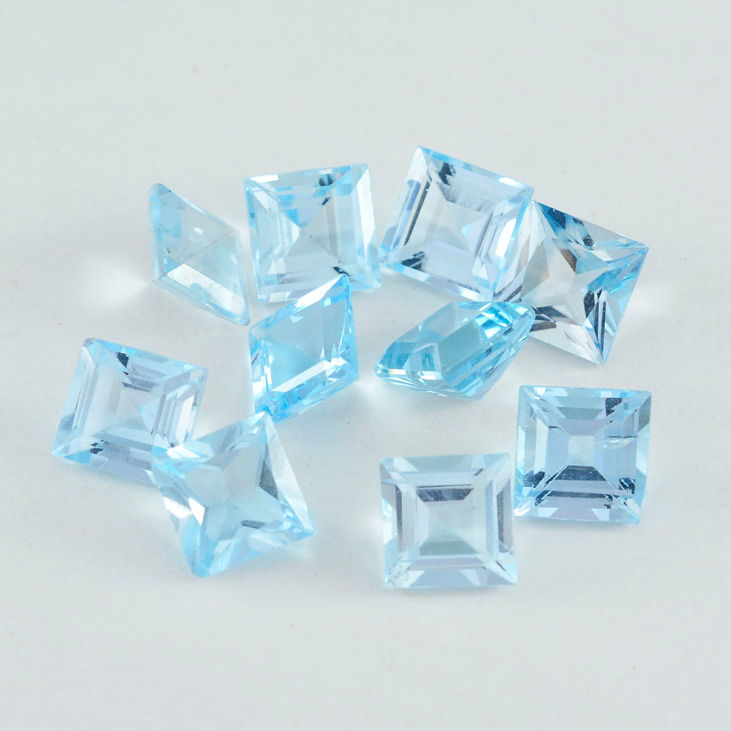 Sky Blue Topaz 1PC Small 8x8 MM Square Faceted Blue Luster Semi Precious Loose Gemstones