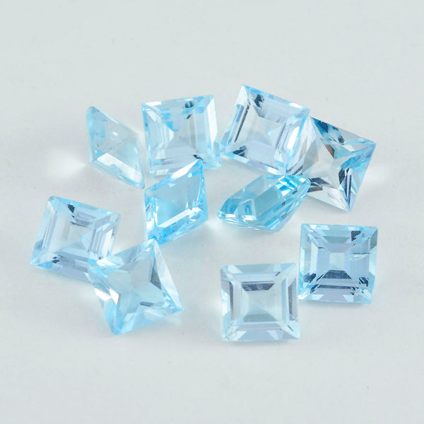 Sky Blue Topaz 1PC Medium 9x9 MM Square Faceted Blue Lustrous Semi Precious Gems