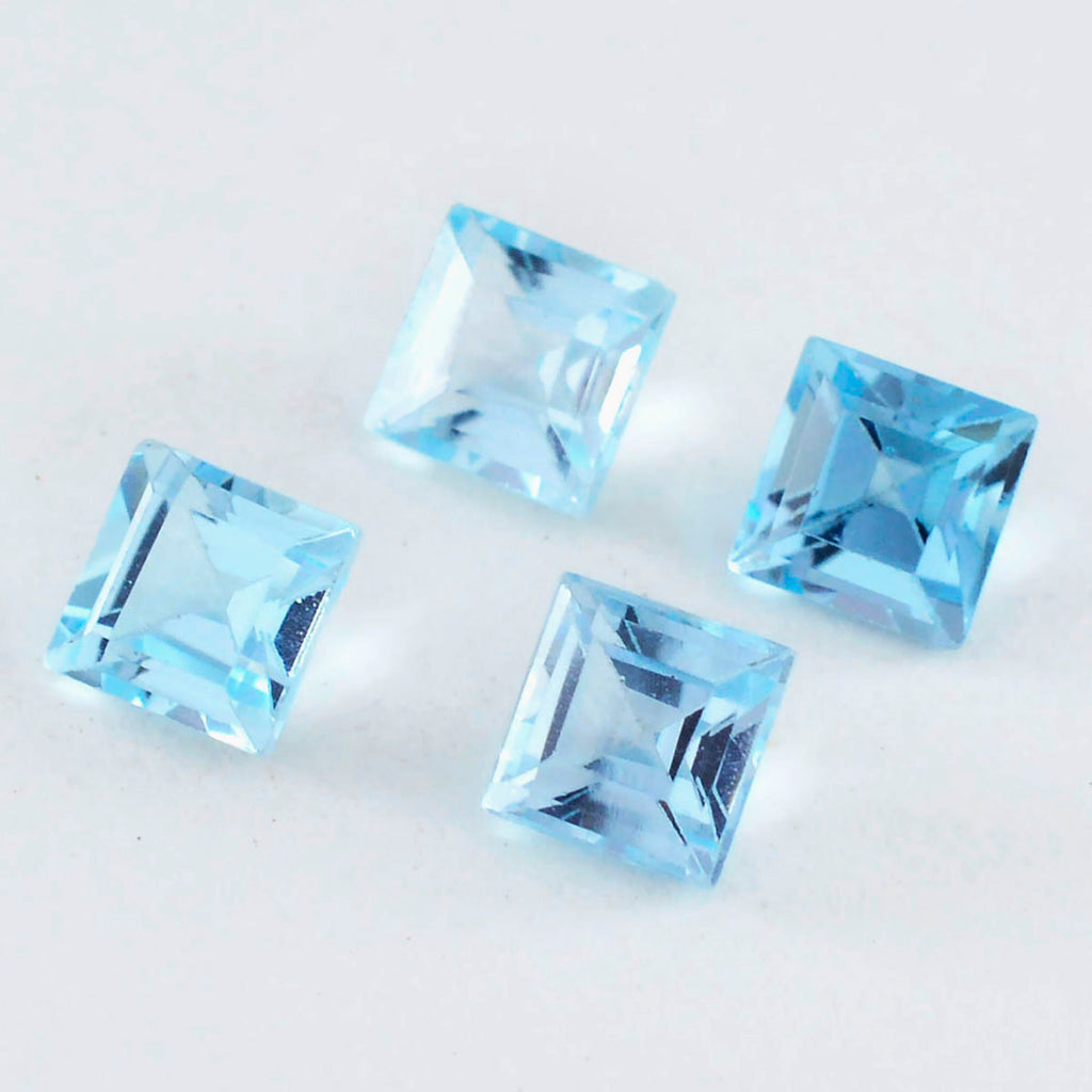 Sky Blue Topaz 1PC Large 10x10 MM Square Faceted Blue Shine Semi Precious Loose Gems