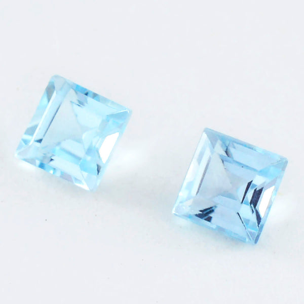 Sky Blue Topaz 1PC Chunky 14x14 MM Square Faceted Blue Genuine Semi Precious Loose Gems