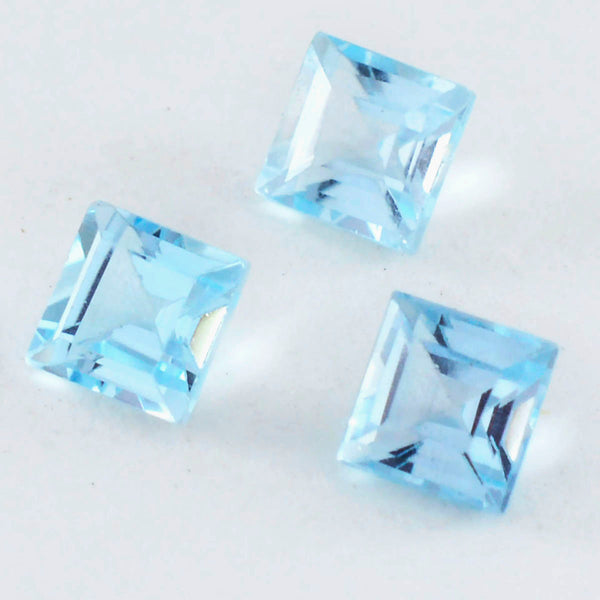 Sky Blue Topaz 1PC Tiny 5x5 MM Square Faceted Blue Sparkling Semi Precious Gems