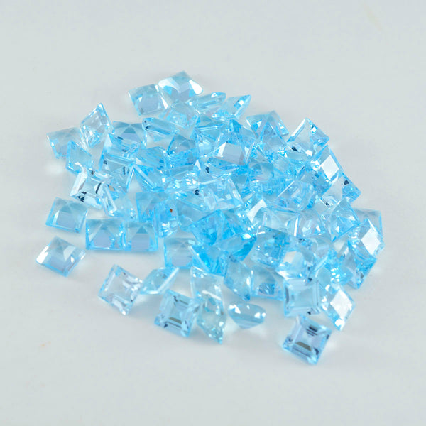 Sky Blue Topaz 10PC Tiny 3x3 MM Square Faceted Blue Fiery Semi Precious Loose Gemstone