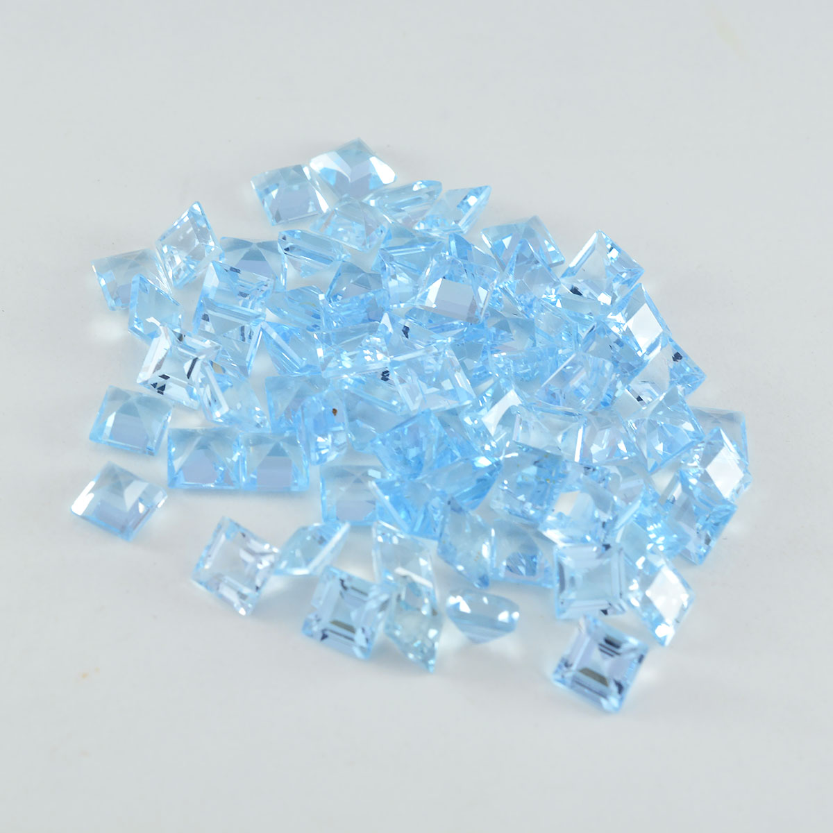 Sky Blue Topaz 10PC Tiny 4x4 MM Square Faceted Blue Brilliant Semi Precious Loose Gemstones