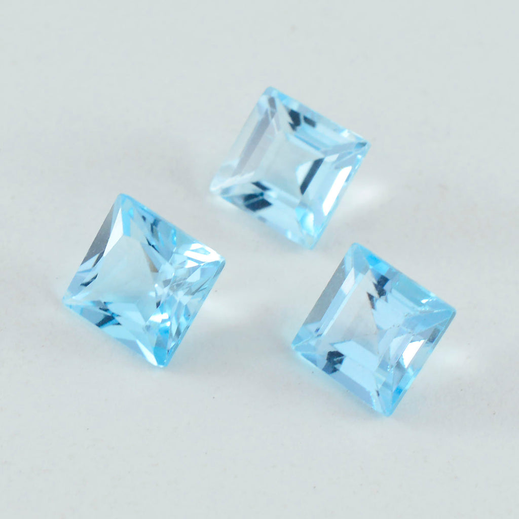 Sky Blue Topaz 10PC Tiny 4x4 MM Square Faceted Blue Brilliant Semi Precious Loose Gemstones