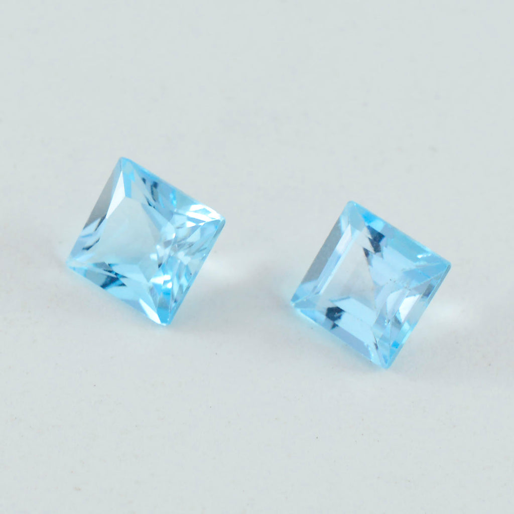 Sky Blue Topaz 1PC Small 7x7 MM Square Faceted Blue Splendid Semi Precious Loose Gemstone