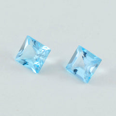 Sky Blue Topaz 1PC Tiny 6x6 MM Square Faceted Blue Polished Semi Precious Loose Gems