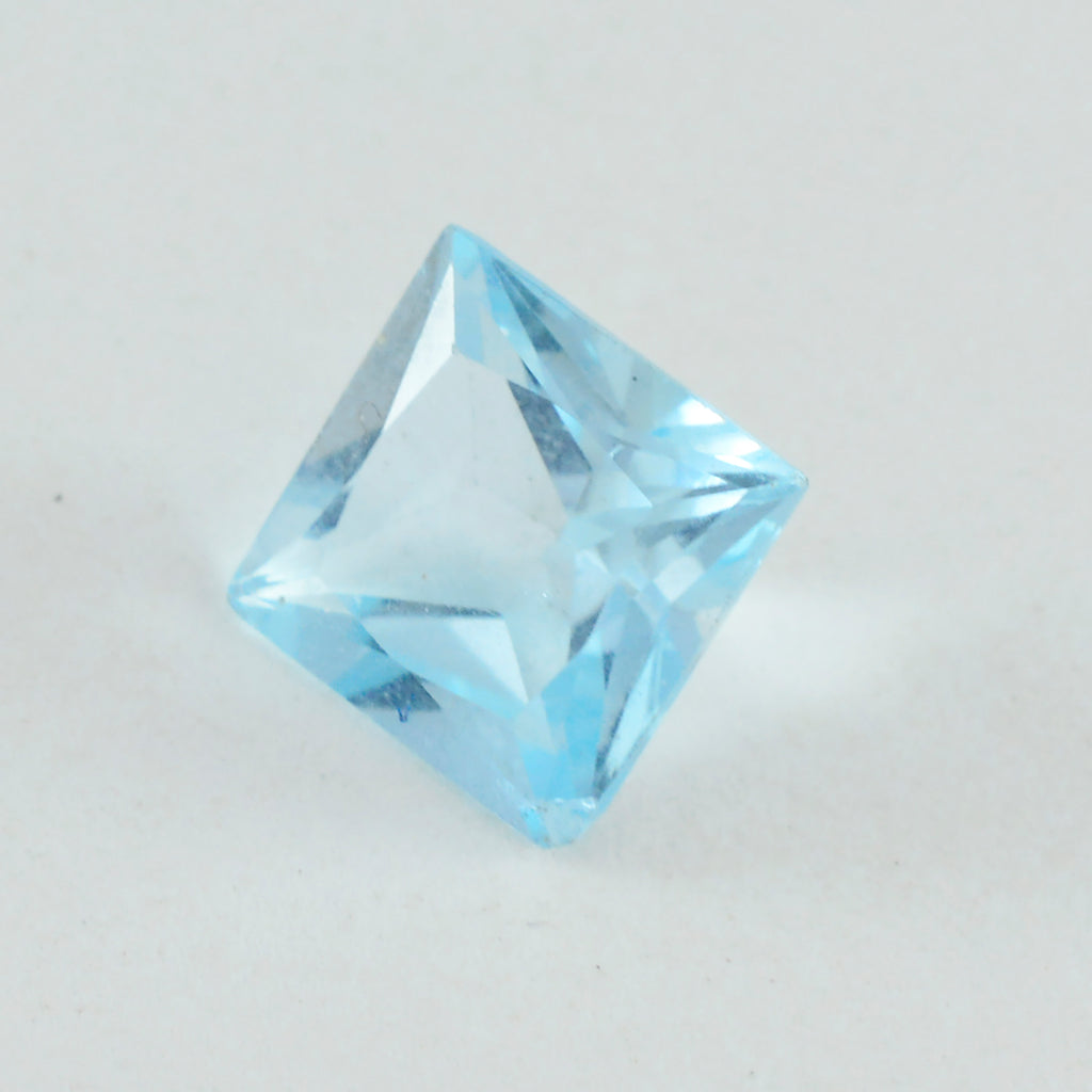 Sky Blue Topaz 1PC Small 8x8 MM Square Faceted Blue Luster Semi Precious Loose Gemstones
