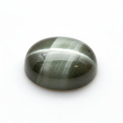 Cats Eye 1PC Medium 7x10 MM Oval Cabochon Gray Splendid Precious Gems