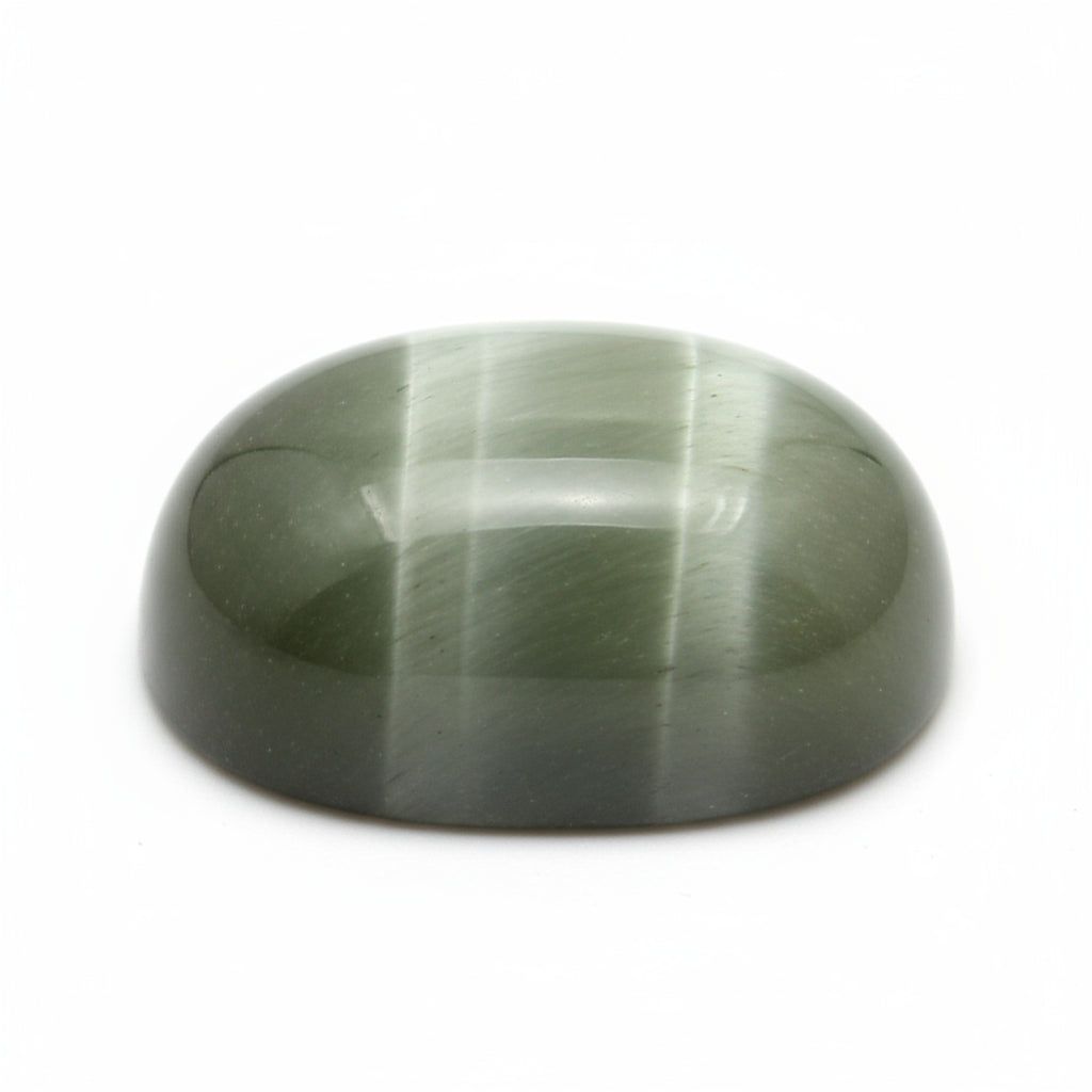 Cats Eye 1PC Small 7x9 MM Oval Cabochon Gray Polished Precious Precious Gemstone