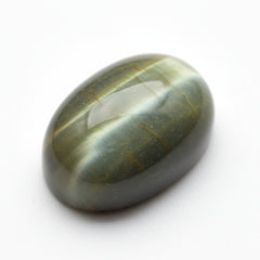 Cats Eye 1PC Large 9x11 MM Oval Cabochon Gray Lustrous Precious Loose Gemstone