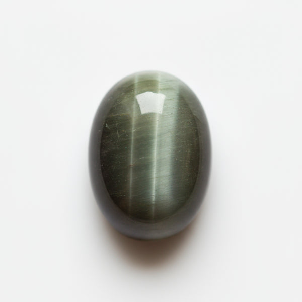 Cats Eye 1PC Large 9x11 MM Oval Cabochon Gray Lustrous Precious Loose Gemstone