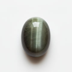 Cats Eye 1PC Large 9x11 MM Oval Cabochon Gray Lustrous Precious Loose Gemstone