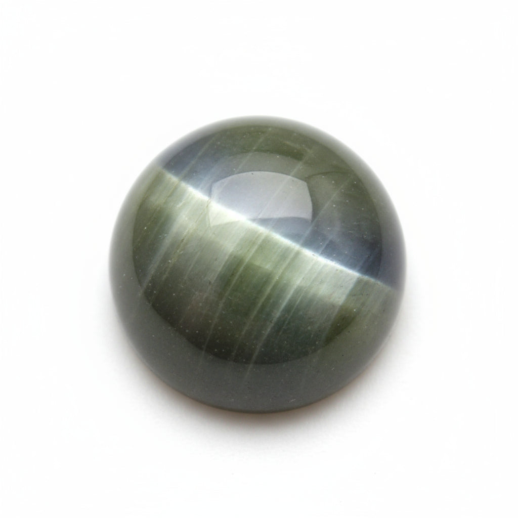 Cats Eye 1PC Large 11x11 MM Round Cabochon Gray Natural Precious Semi Precious Gemstone
