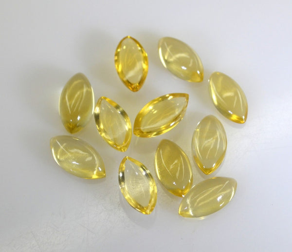 Citrine 10PC Tiny 3x6 MM Marquise  Cabochon Yellow Pure semi Precious Loose Gemstones