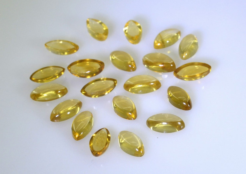 Citrine 1PC Small 5x10 MM Marquise  Cabochon Yellow Brilliant semi Precious Precious Gemstone