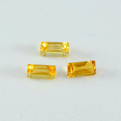 Citrine 1PC Tiny 4x8 MM Baguette Faceted Yellow Fiery Semi Precious Gems