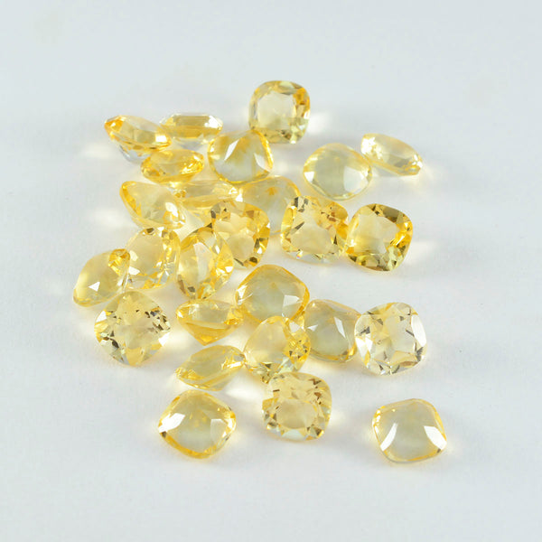 Citrine 1PC Tiny 5x5 MM Cushion Faceted Yellow Sparkling Semi Precious Gems