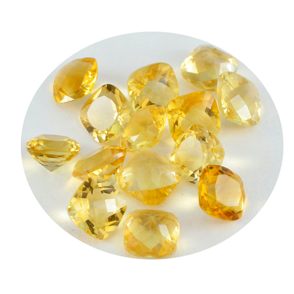 Citrine 1PC Medium 9x9 MM Cushion Faceted Yellow Lustrous Semi Precious Gems