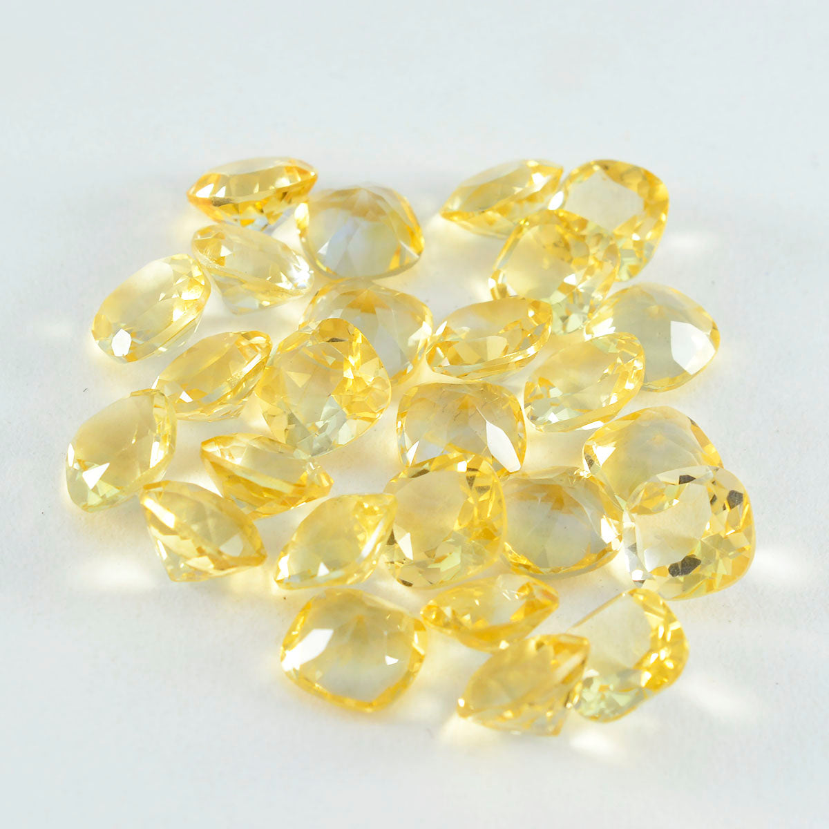 Citrine 1PC Large 10x10 MM Cushion Faceted Yellow Shine Semi Precious Loose Gems Huvudsaklig produktbild