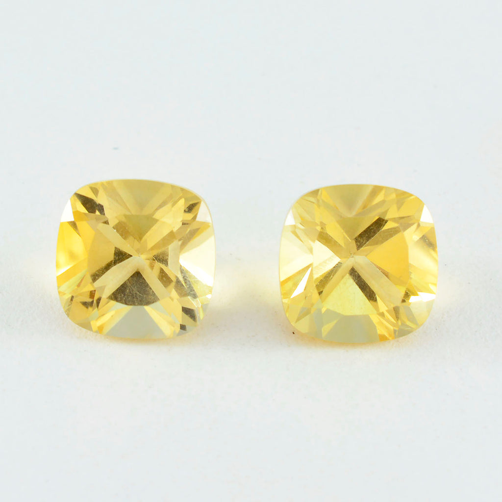 Citrine 1PC Chunky 14x14 MM Cushion Faceted Yellow Genuine Semi Precious Loose Gems