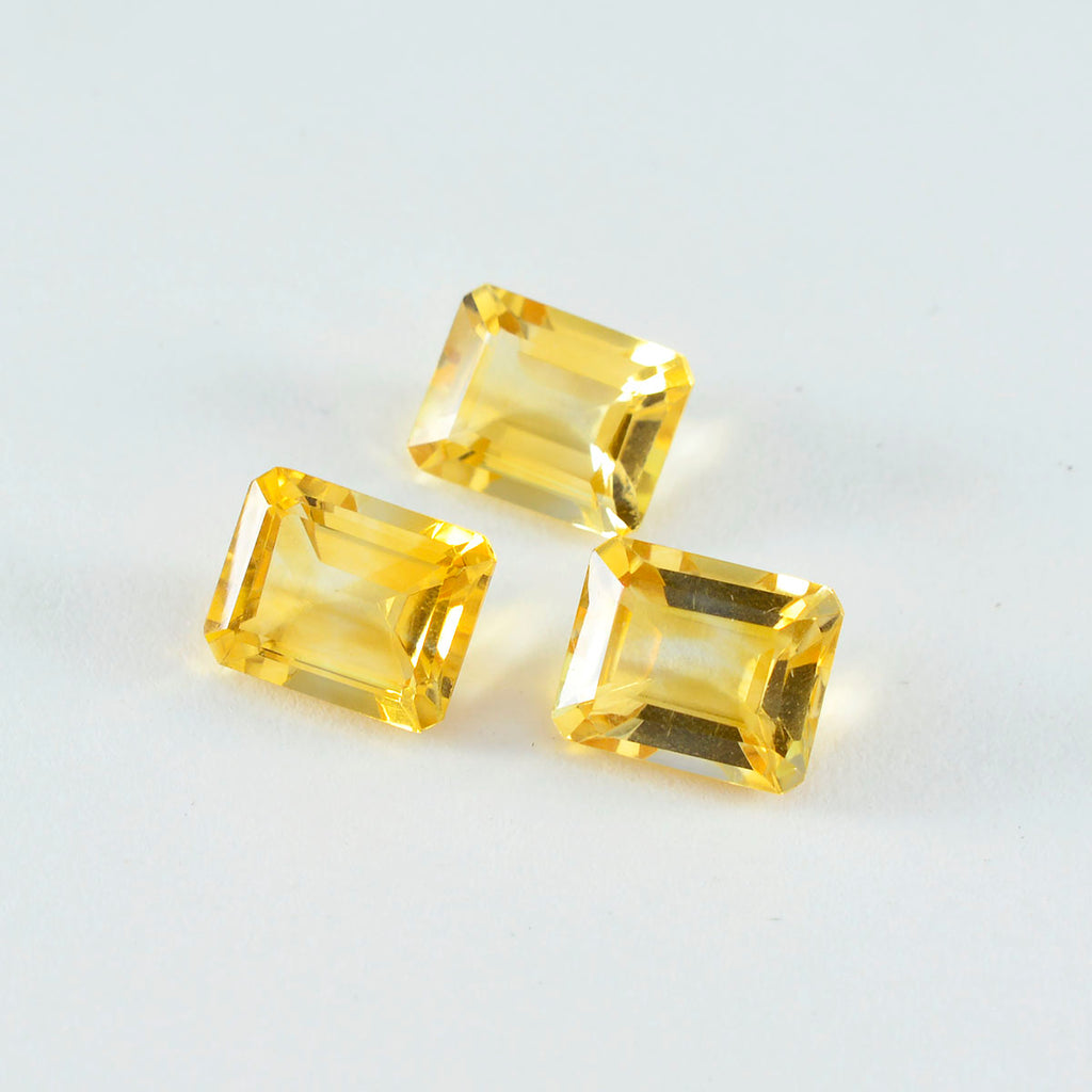 Citrine 1PC Chunky 13x18 MM Emerald Faceted Yellow Fiery Semi Precious Gems