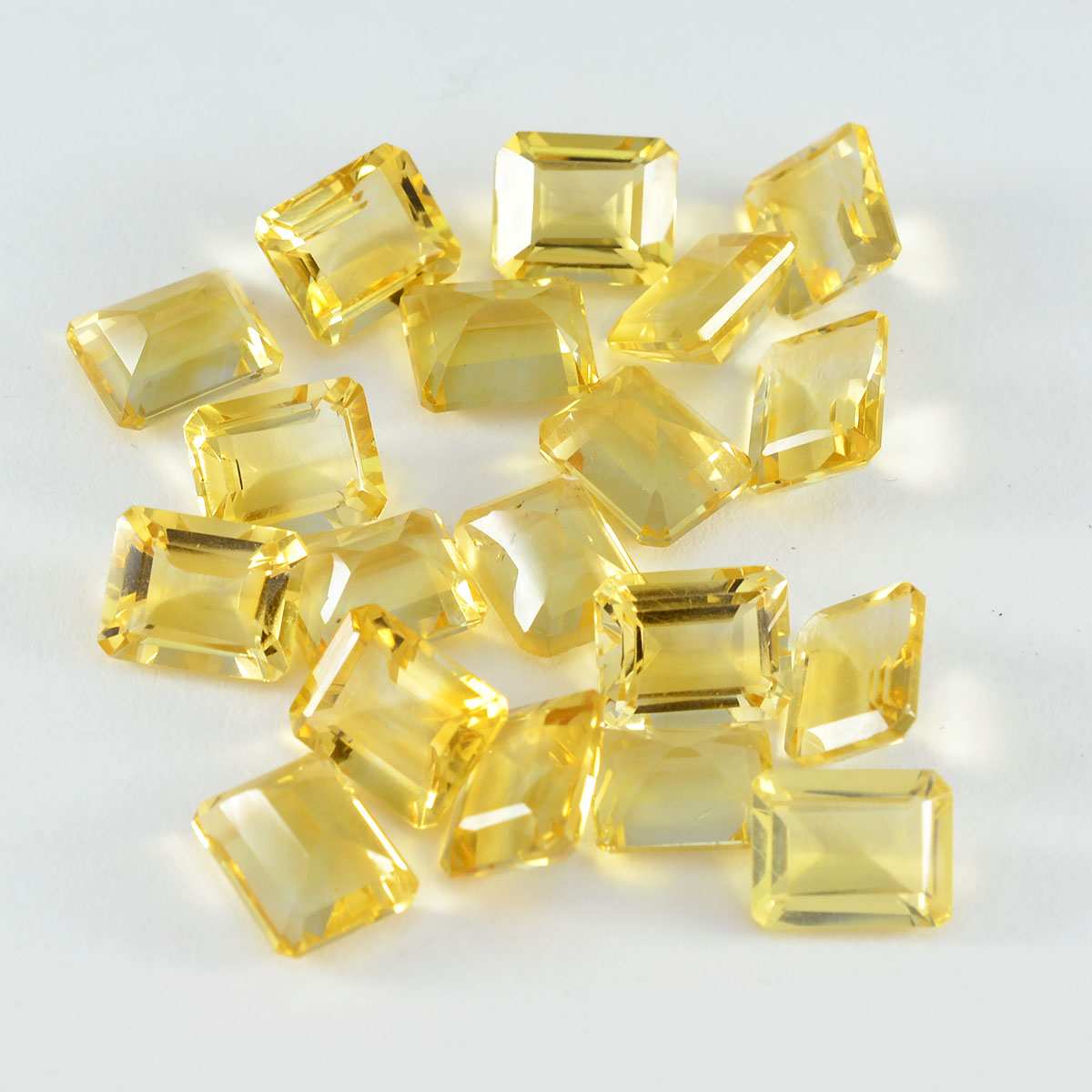 Citrine 1PC Large 8x12 MM Emerald Faceted Yellow Natural Semi Precious Gems