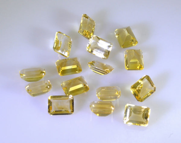 Citrine 1PC Small 7x9 MM Emerald Faceted Yellow Lustrous Semi Precious Gems