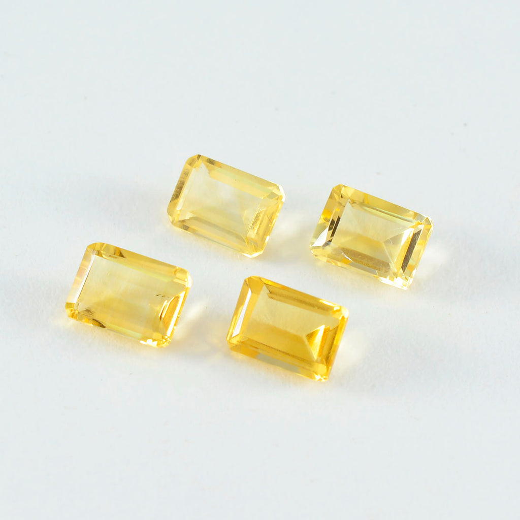 Citrine 1PC Medium 8x10 MM Emerald Faceted Yellow Fine Semi Precious Loose Gemstone