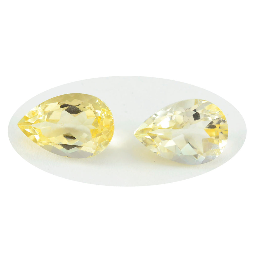 Citrine 1PC Large 10x14 MM Pear Faceted Yellow Sparkling Semi Precious Gems