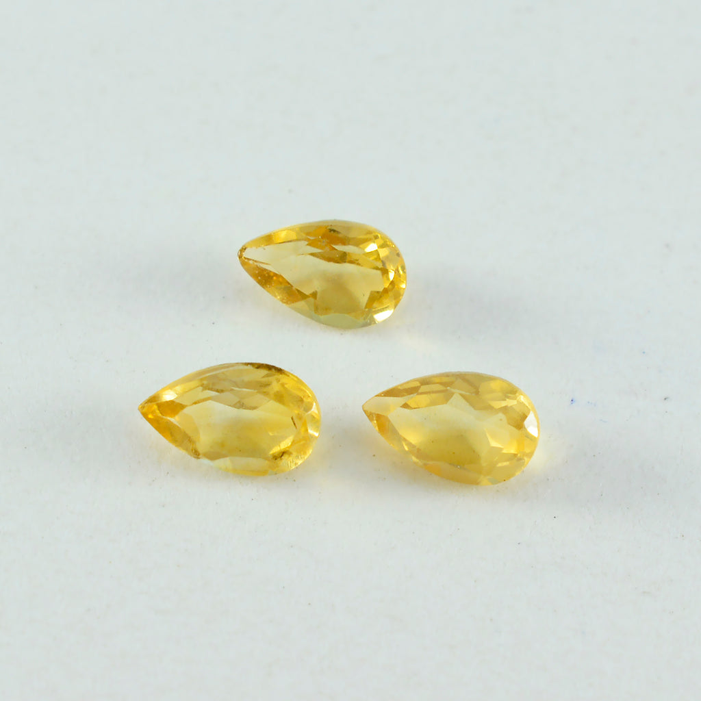 Citrine 1PC Large 9x11 MM Pear Faceted Yellow Pure Semi Precious Loose Gems