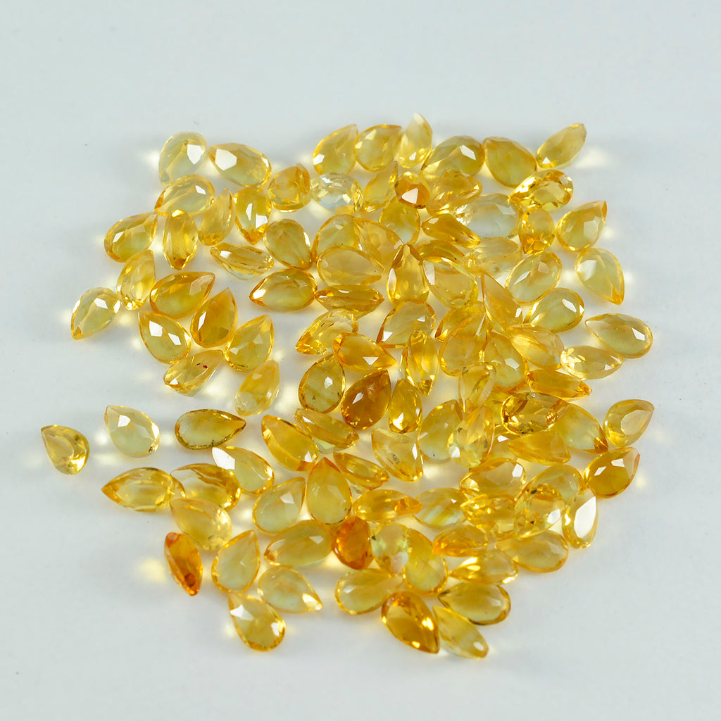 Citrine 1PC Tiny 5x7 MM Pear Faceted Yellow Shine Semi Precious Loose Gemstones