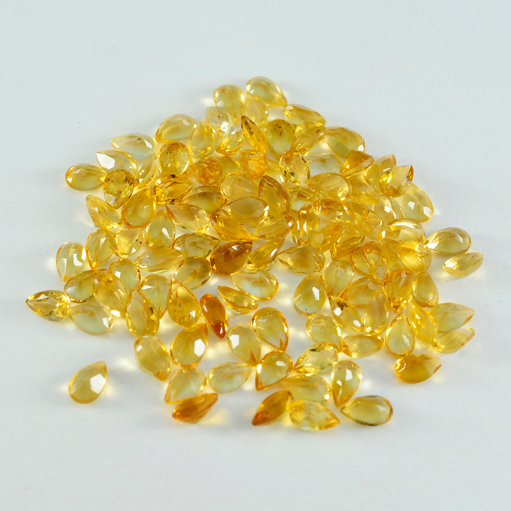 Citrine 1PC Tiny 5x7 MM Pear Faceted Yellow Shine Semi Precious Loose Gemstones