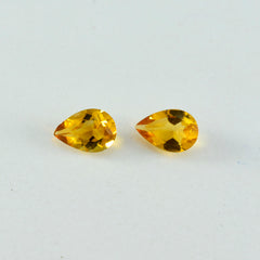 Citrine 1PC Small 6x8 MM Pear Faceted Yellow Fine Semi Precious Gems